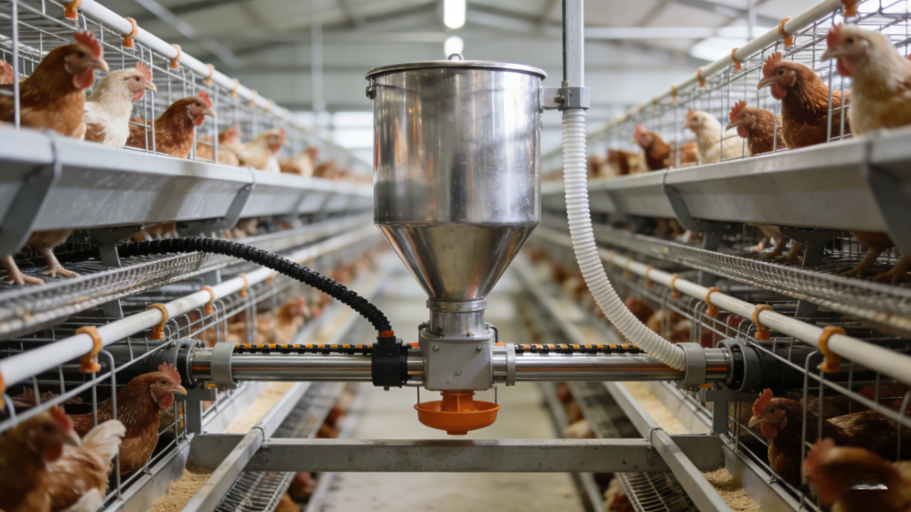 現代化蛋雞場添加倍力素飼料示意圖