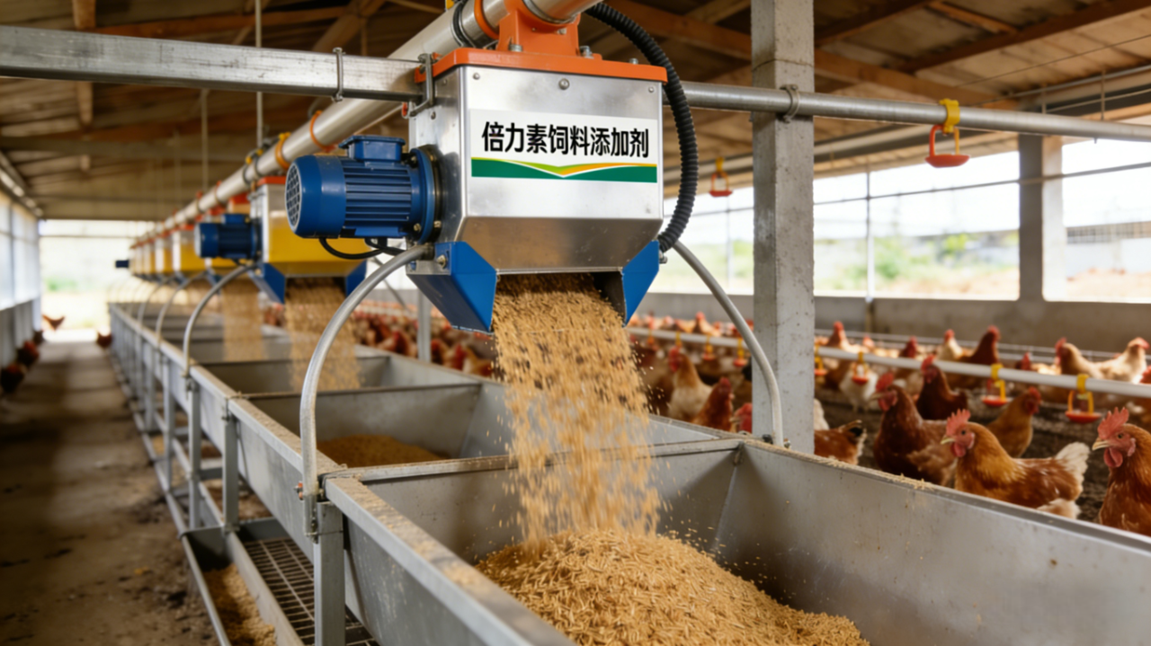 倍力素產品添加比例示意圖 (1kg/1噸飼料)